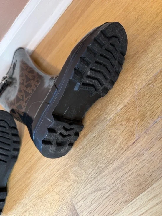 Michael Kors Brown and Black MK Logo Tall Rain Boots - Picture 8 of 10